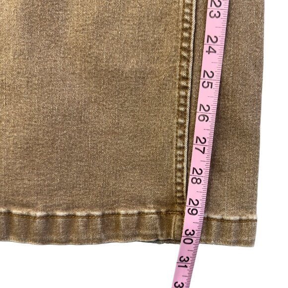 FLAMINGALS Brown Wide Leg Jeans Women’s Size Large Stretch Denim Distressed - Picture 9 of 15